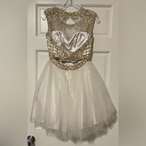 White and gold two-piece homecoming dress